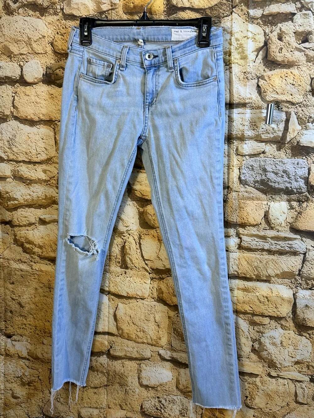 rag & bone / JEAN Light Wash Distressed Skinny Ankle Jeans Size 25